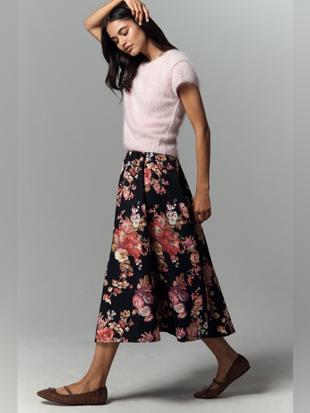 Anthropologie Maeve Jacie Floral Jacquard Midi Skirt NEW - Picture 3 of 12